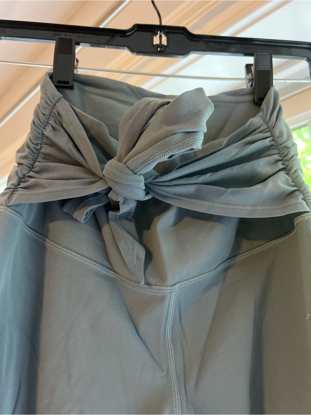 High-Waist Tie Front Leggings in Dusty Blue